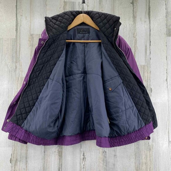 Vintage 80s Bogner Ski Jacket Womens 6 Purple Polyester Snap Away‎ Hood Pockets - Picture 10 of 12